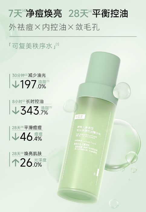 可复美秩序水：温和配方，油痘肌也能安心用！